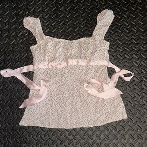 Hollister Light Pink Floral Camisole with Ribbon